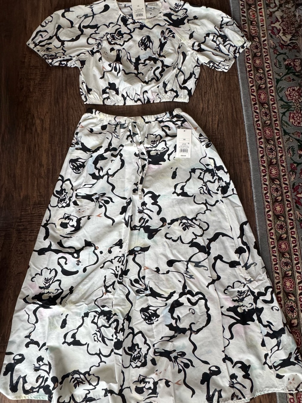 A New Day multicolor midi skirt set XS NWT